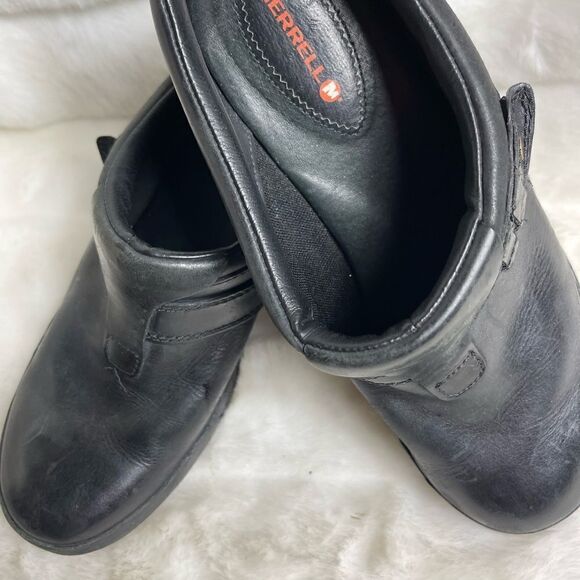 Merrell Womens Black Leather  Clogs Comfort Shoes Size 9 - Picture 8 of 10